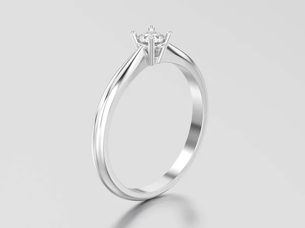 3D afbeelding wit goud of zilver traditionele solitaire engag — Stockfoto