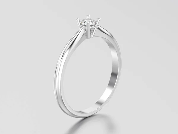 Illustration 3D or blanc ou argent solitaire traditionnel engag — Photo