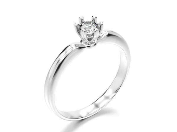 3D illustration white gold or silver traditional solitaire engag — Stock Photo, Image