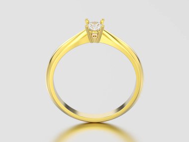 3D resimde sarı altın geleneksel solitaire nişan dia