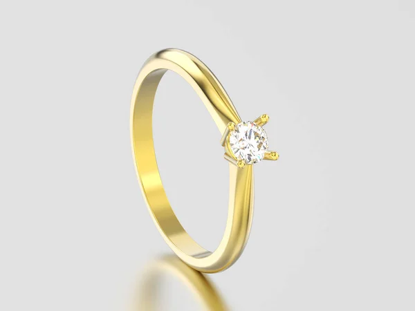 3d Illustration Gelbgold traditionelles Solitaire Engagement dia — Stockfoto