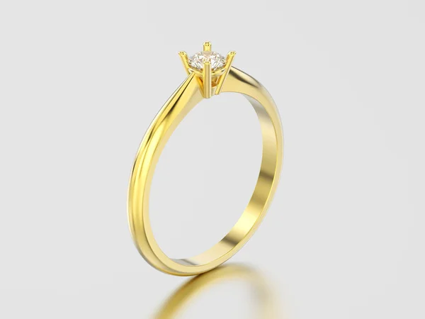 Illustration 3D or jaune traditionnel solitaire fiançailles dia — Photo