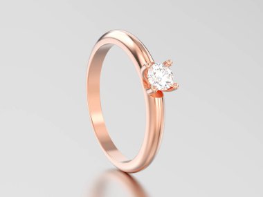 3D çizim gül altın geleneksel solitaire nişan diamo