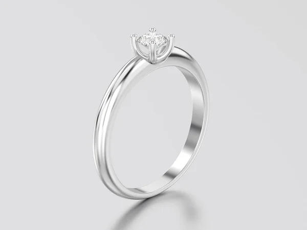 3D afbeelding wit goud of zilver traditionele solitaire engag — Stockfoto
