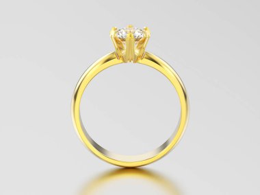 3D resimde sarı altın geleneksel solitaire nişan dia