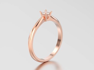 3D çizim gül altın geleneksel solitaire nişan diamo