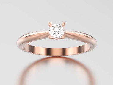 3D çizim gül altın geleneksel solitaire nişan diamo