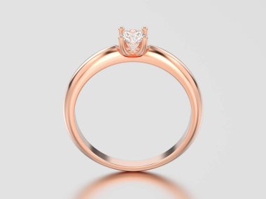 3D çizim gül altın geleneksel solitaire nişan diamo