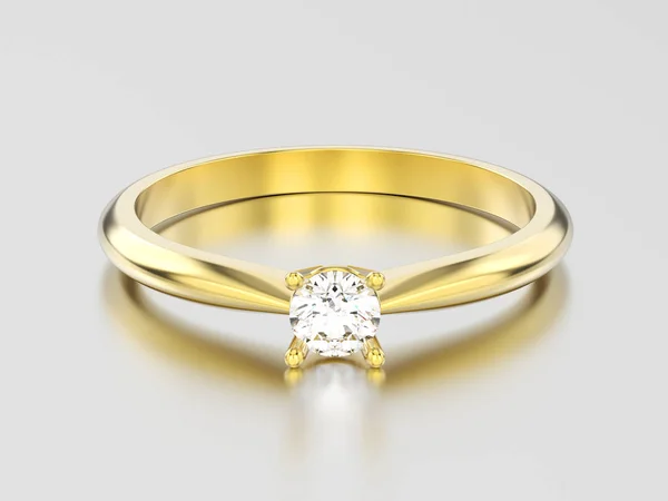 3D illustration yellow gold traditional solitaire engagement dia — Stock Photo, Image