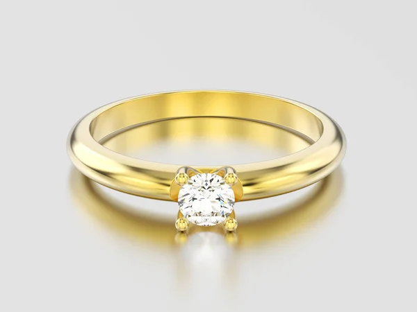 3D illustration yellow gold traditional solitaire engagement dia — Stock Photo, Image