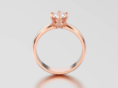 3D çizim gül altın geleneksel solitaire nişan diamo