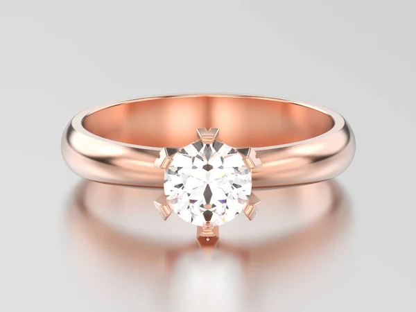 Illustration 3D diamant d'engagement solitaire traditionnel en or rose — Photo