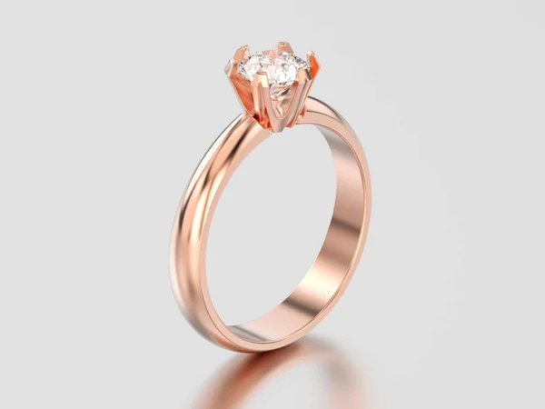 3D illustratie rose gouden traditionele solitaire betrokkenheid diamo — Stockfoto