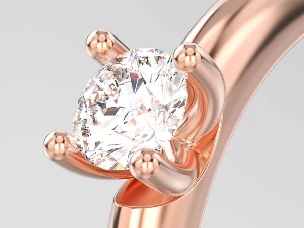 Illustration 3D close up or rose traditionnel solitaire engagem — Photo