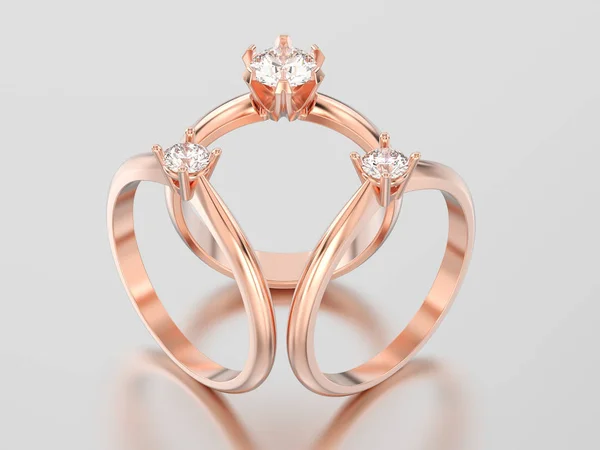 3D-s ábra három különböző rose Arany eljegyzési diamond rin — Stock Fotó