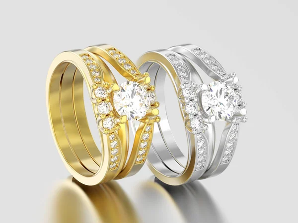 3D resimde iki sarı ve beyaz altın veya gümüş iki shanks d