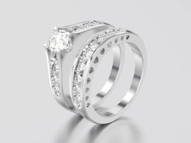 iki beyaz altın ya da gümüş dekoratif diamo 3D çizim kümesidir