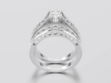 iki beyaz altın ya da gümüş dekoratif diamo 3D çizim kümesidir