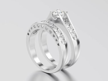 iki beyaz altın ya da gümüş dekoratif diamo 3D çizim kümesidir