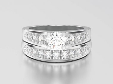 iki beyaz altın ya da gümüş dekoratif diamo 3D çizim kümesidir