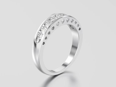 3D resimde beyaz altın veya gümüş dekoratif elmas yüzük zekâ