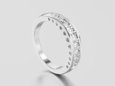 3D resimde beyaz altın veya gümüş dekoratif elmas yüzük zekâ