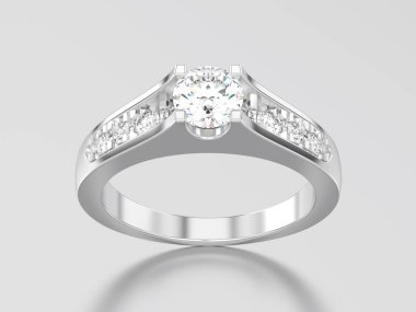 3D resimde beyaz altın veya gümüş dekoratif nişan weddi