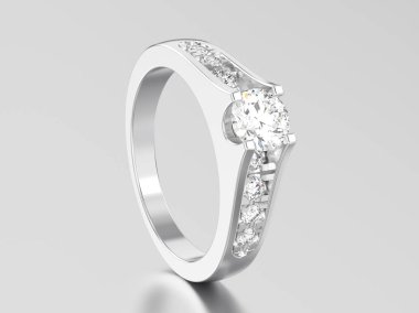 3D resimde beyaz altın veya gümüş dekoratif nişan weddi