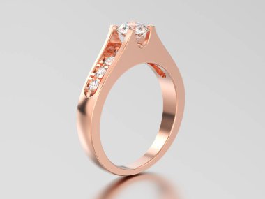 3D çizim altın dekoratif nişan düğün elmas gül 