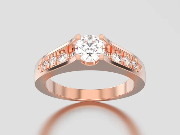 Ilustración 3D oro rosa compromiso decorativo boda diamante — Foto de Stock
