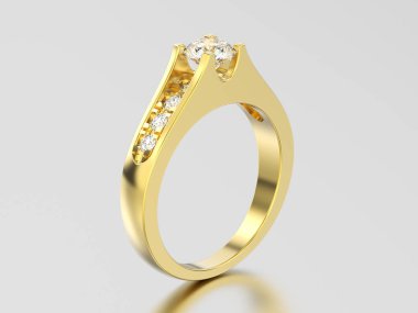 3D resimde sarı altın dekoratif nişan düğün elmas