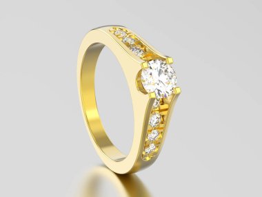 3D resimde sarı altın dekoratif nişan düğün elmas