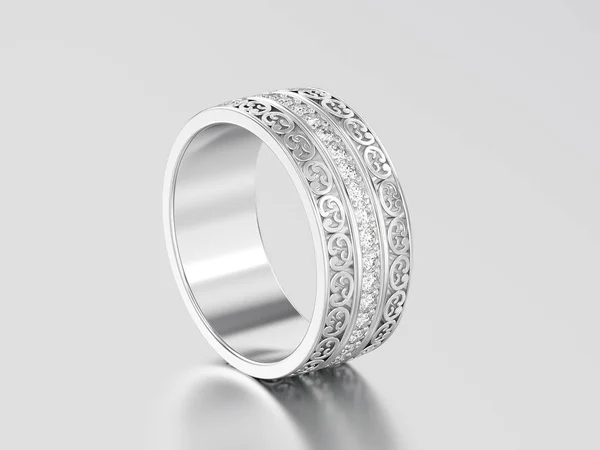 3 d イラスト ホワイトゴールドやシルバー装飾結婚指輪 ca — ストック写真
