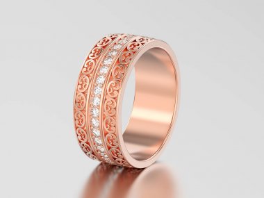 3D çizim dekoratif alyans RI oyma altın gül