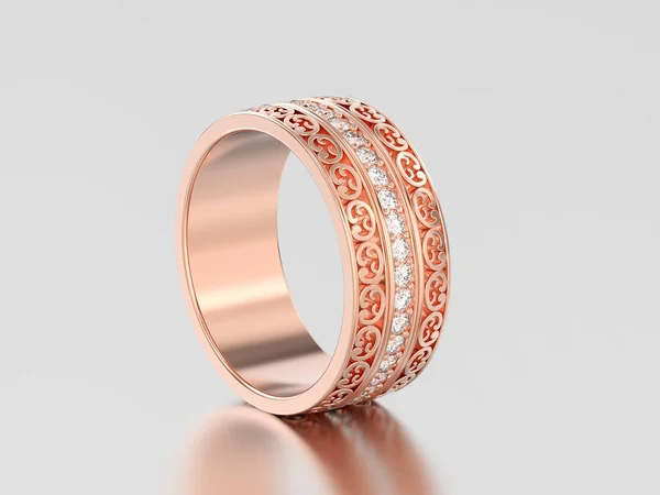 3D-s illusztráció rose gold dekoratív esküvői zenekarok faragott ri — Stock Fotó