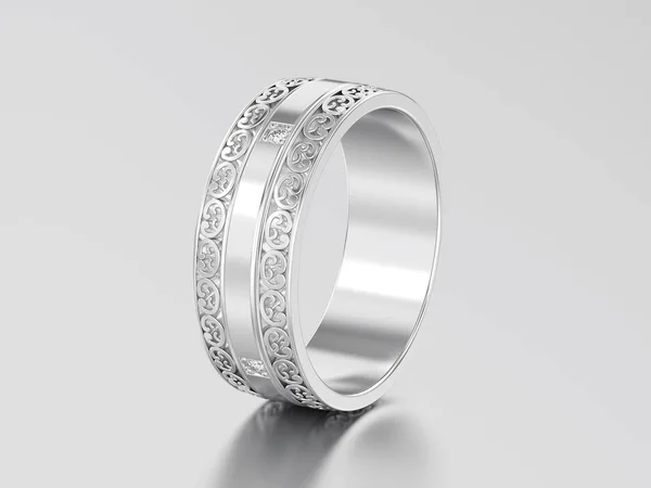 3D illustration white gold or silver decorative wedding bands ca — Stock Photo, Image