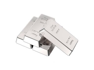 3D illüstrasyon izole piramit gümüş külçe külçe