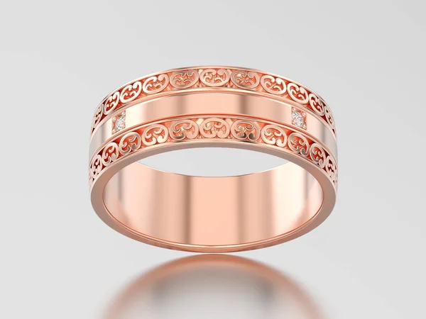 3D-s illusztráció rose gold dekoratív esküvői zenekarok faragott ri — Stock Fotó