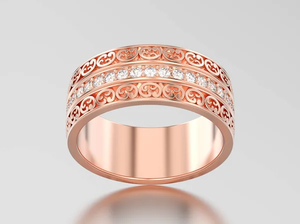 3D obrázek růžově zlaté snubní dekorativní vytesal ri — Stock fotografie