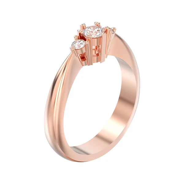 3D иллюстрация изолированные розовое золото три камня кольцо алмаз — стоковое фото