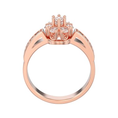 3D illüstrasyon izole gül altın dekoratif çiçek elmas rin