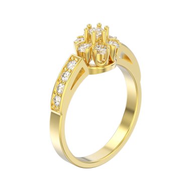 3D illüstrasyon izole sarı altın dekoratif çiçek elmas r