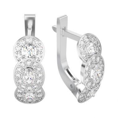 Beyaz altın veya gümüş üç taş solita 3D illüstrasyon izole