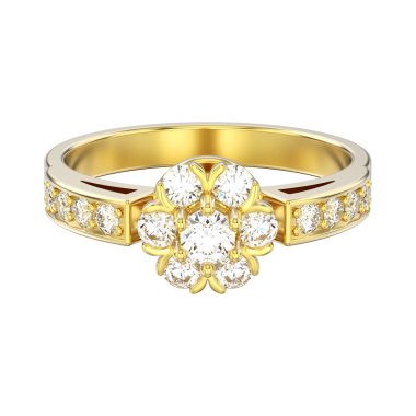 3D illüstrasyon izole sarı altın dekoratif çiçek elmas r