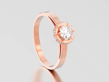 3D çizim gül altın halo çerçevesini kaldırım döşemek elmas yüzük