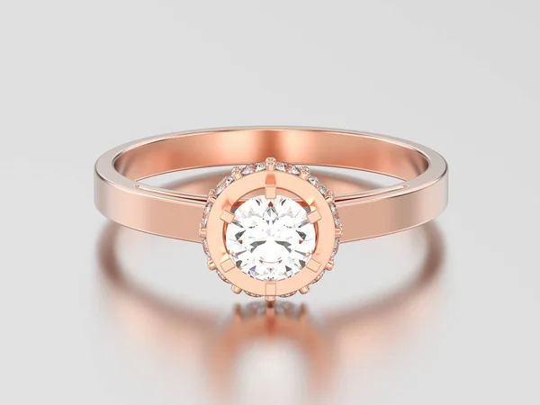 3D иллюстрации розового золота безель проложить кольцо с бриллиантом — стоковое фото