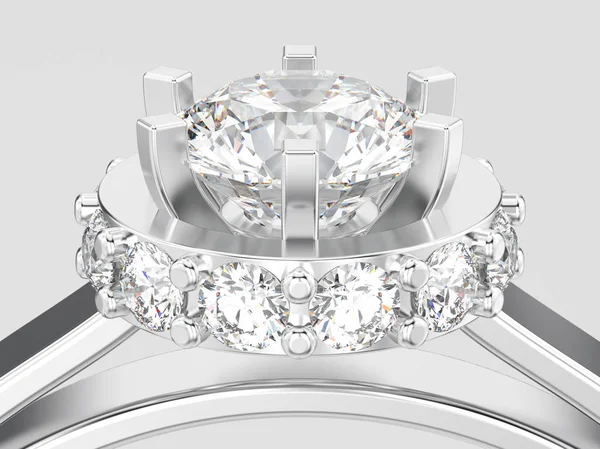 3D illüstrasyon kapatmak beyaz altın veya gümüş halo çerçevesini açacak di kadar