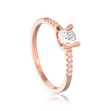 3D illüstrasyon izole gül altın nişan RI kes şekil