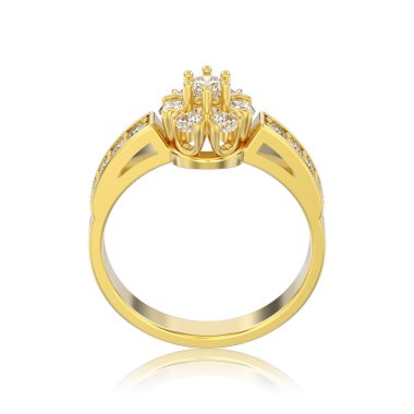 3D illüstrasyon izole sarı altın dekoratif çiçek elmas r