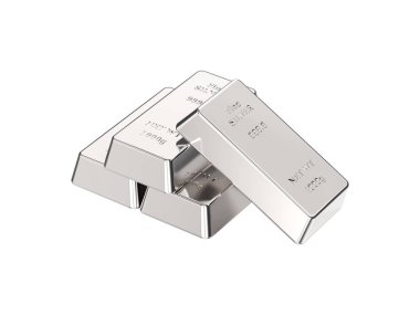 3D illüstrasyon izole piramit gümüş külçe külçe 